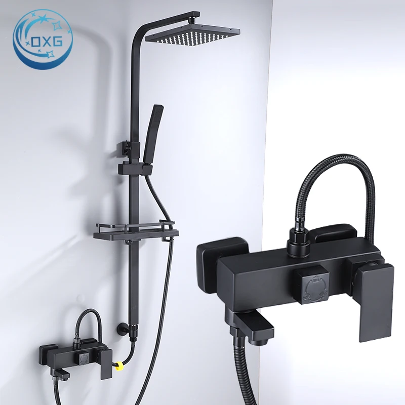 OXG Bathroom Shower Faucet Rain Shower Tap Bath Faucet Wall Mounted Bathtub Mixer Crane Independent Height Adjusted