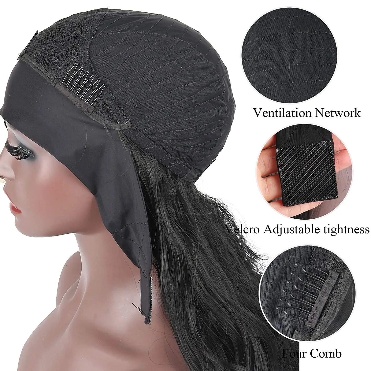 Onda do Corpo Peruca de Cabelo Ondulado para Mulher Feita sem Cola Longa Ondulado Bandana Peruca Brasileira Não-remy 100% Humano Natural Completa Máquina 5 Computers & Electronics