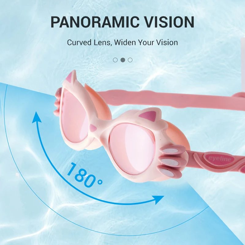 Funny Kids Cat Swimming Goggles Anti-UV HD Lens Anti-fog Pool Glasses for Children No Leaking Quick Adjustable Strap with Case Swimming Goggles Children Safety Goggles