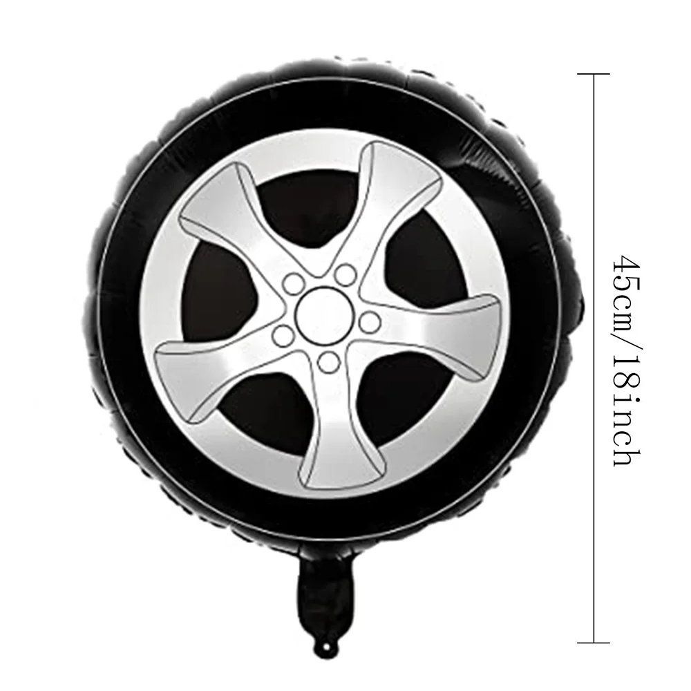 PVC Tyres Car Wheels Balloon Kids Birthday Inflatable Balloons Racing Car Theme Checkered Flag Racing Party Decoration Supplies
