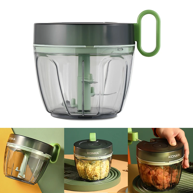 Mini Food Processor Kitchen 650ML Multiple Foods Manual Rope Pulling