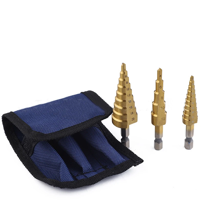 

HSS Straight Groove Step Drill Bit Set Titanium Coated Wood Metal Hole Cutter Core Drill Bit Set 3-12mm 4-12mm 4-20mm 4-32mm