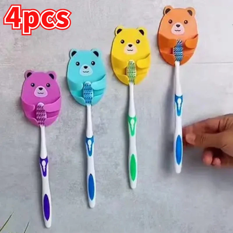 

4pcs Cartoon hugging bear plug hook Household kitchen power socket hook No punching small bear plug storage hook