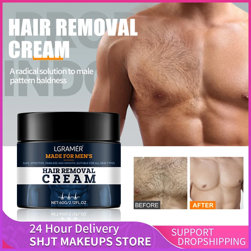 

Men Hair Remover Cream Inhibition Hair Growth Eliminate Beard Armpit Chest Private Parts Gently Depilatory Painless Remover