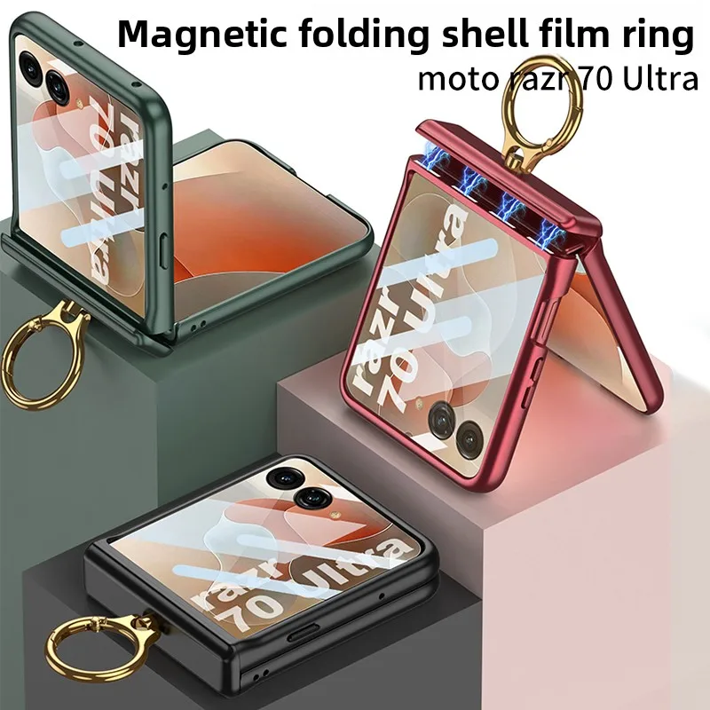 Magnetic Shell Film Ring Cover with Hinge Protection - Shockproof Phone Case