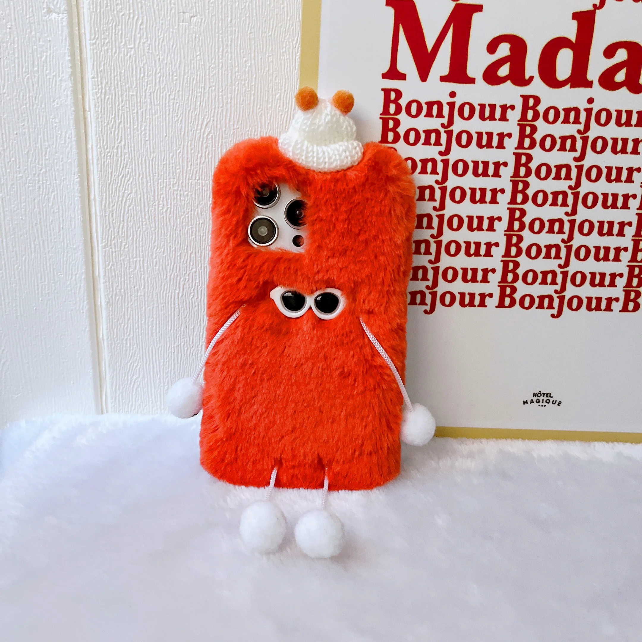 Fluffy Plush Cartoon Phone Case - Cute & Warm Furry Protective Cover