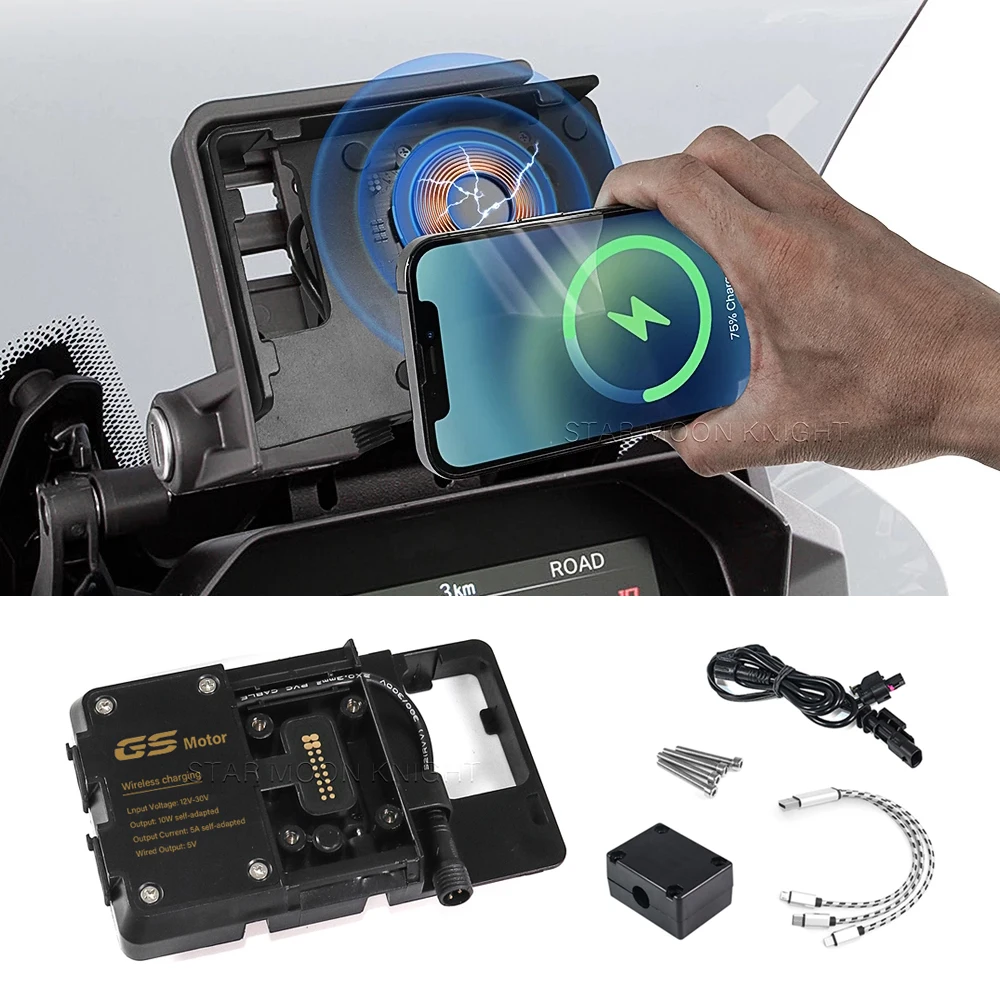 For BMW GS 1200 R1250GS LC Adventure R1200GS F850GS F750GS F900XR Wireless Charger USB Navigation Bracket Mobile Phone Holder