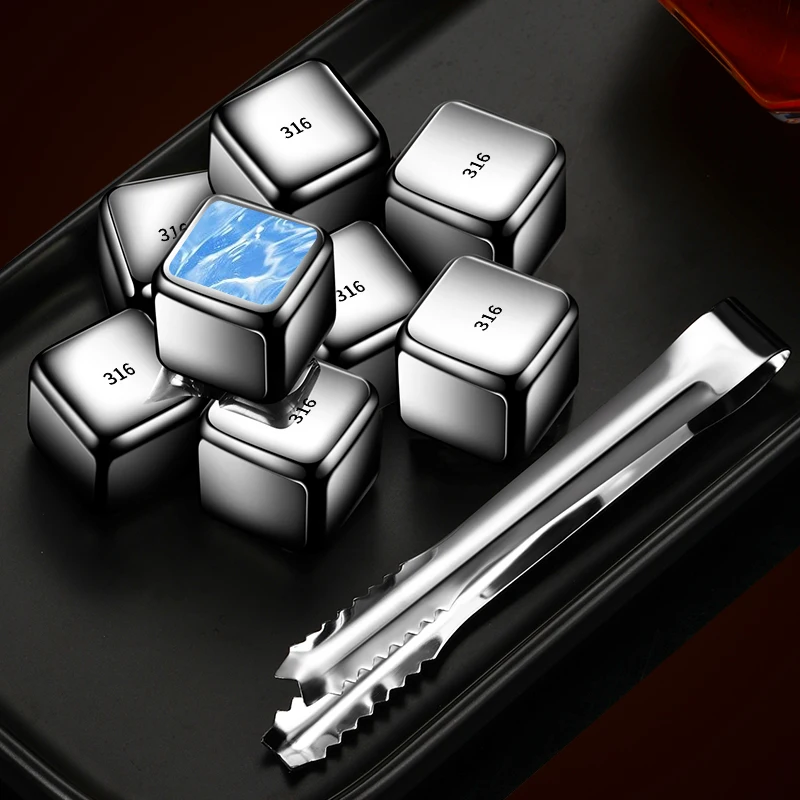 304 stainless steel household food grade ice tray quick-frozen metal ice cubes square beer water drink whiskey cubes