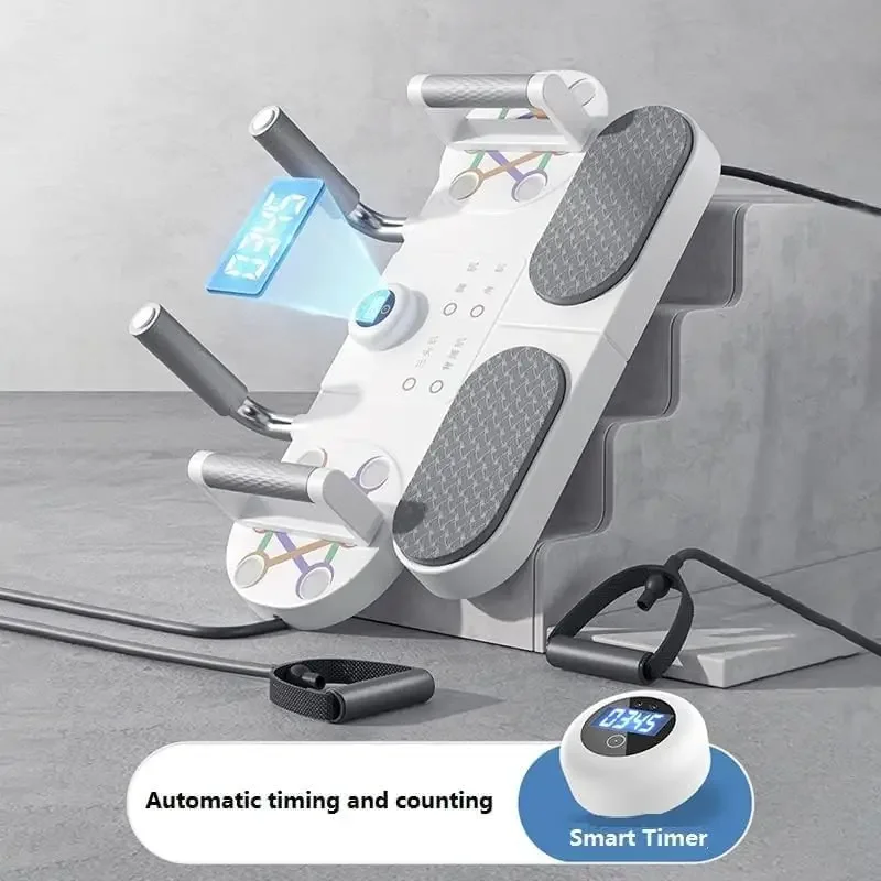 5 in 1 Push Up Board Multi-function Muscles Exercise Push ups Training Press Up Board with Timing Resistance Bands for Home
