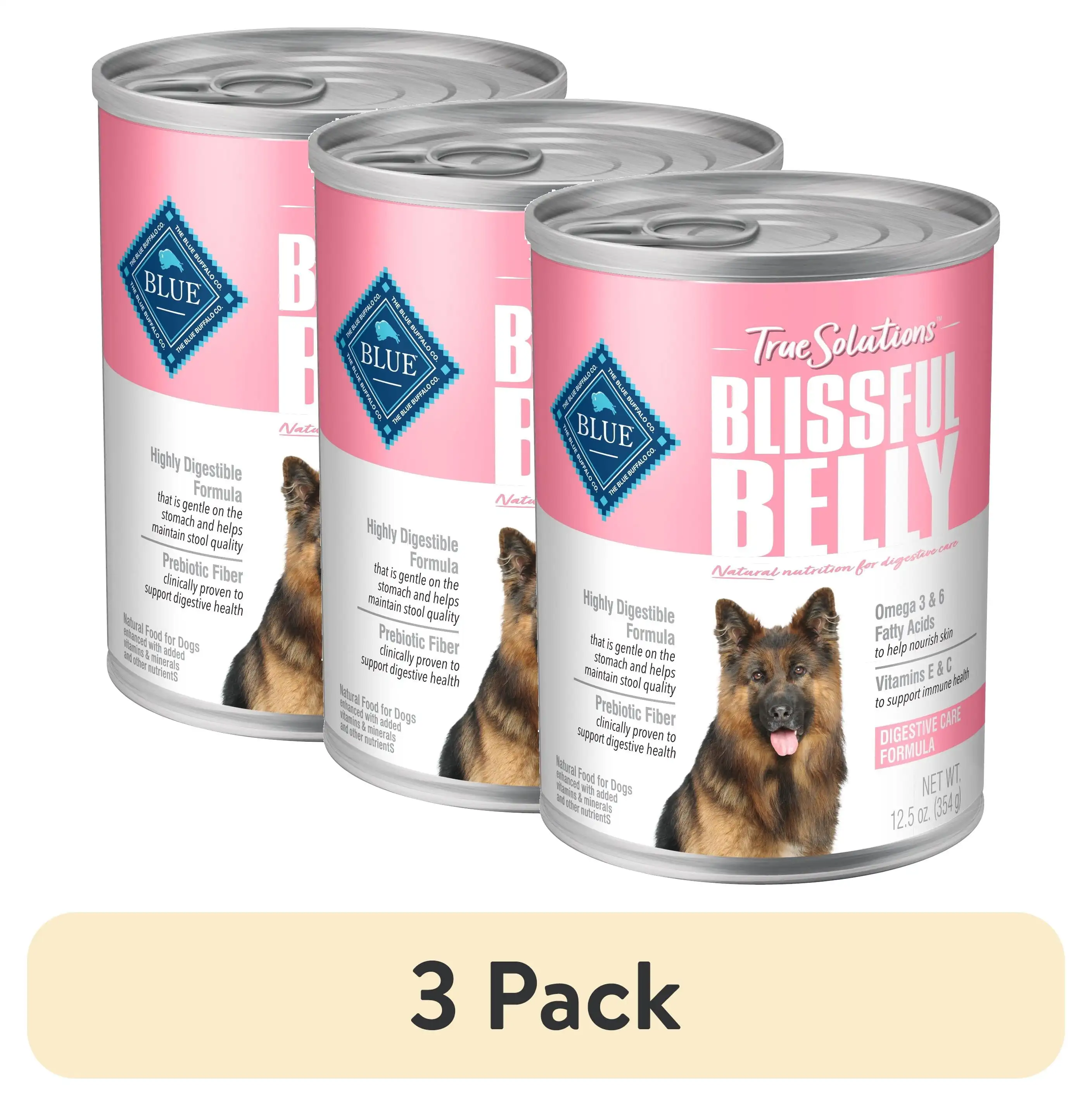 

(3 pack) Blue Buffalo True Solutions Blissful Belly Natural Digestive Care Wet Dog Food, Chicken 12.5-oz Can