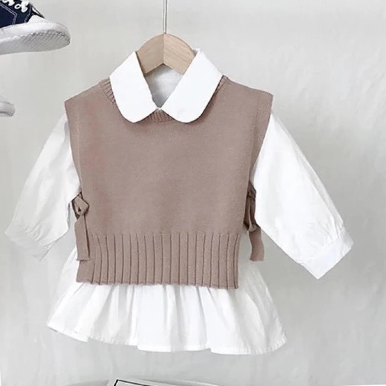 Girls Clothing Set Spring Autumn Baby Knitting Sweater Vest Shirts Korean Blouse