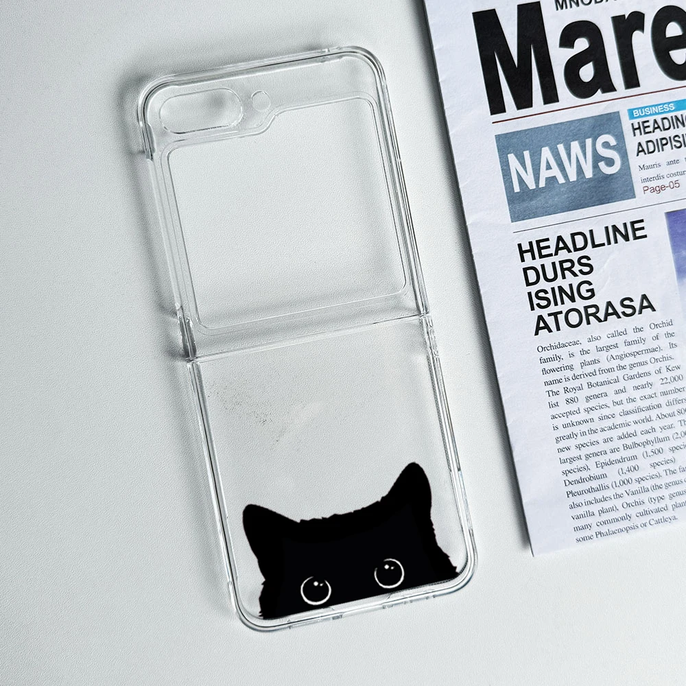 Adorable Black Cat Cartoon Phone Case - Hard Folding Cover