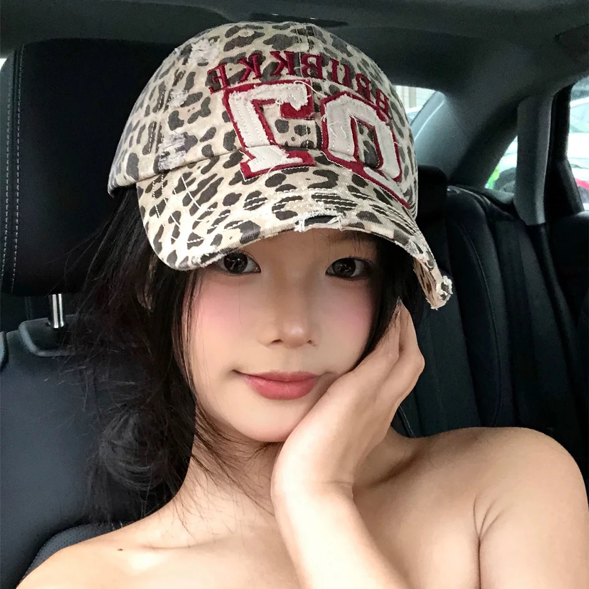 Street Retro Leopard Print Embroidery Baseball Hats New Women Sunshade Broken Style Versatile Personal Fashion Ins Peaked Caps