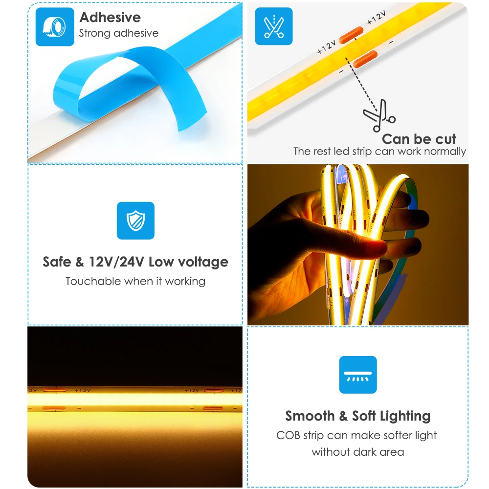 COB Led Ʈ , 12V, 24V, ֵ,  ,    Led Ʈ, 320, 384, 528 Led , ֹ, ǳ  