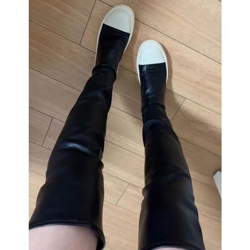 Black classic women's shoes lovers shoes spring autumn winter casual sports boots flat boots large size 44