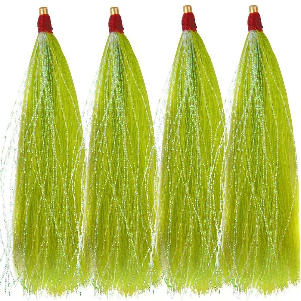 400Pcs Bucktail Teaser Fishing Teaser Lure Saltwater Copper Tube Bucktail Flash Gonne Kit Per Fluke Rig Fishing Teaser Plugs