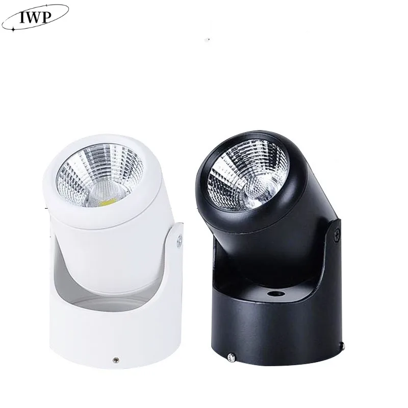 Dimmable Rotating LED Downlights White Black Surface Mounted Adjustment COB AC85-265V 7W 10W 12W 15W LED Ceiling Lamp Spot light