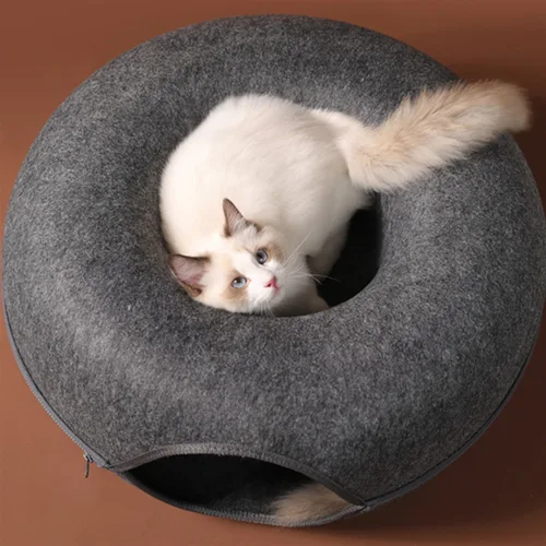 도넛 고양이 침대 반려동물 고양이 터널 인터랙티브 게임 장난감, 고양이 침대 이중 사용 실내 장난감, 새끼 고양이 스포츠 장비, 고양이 훈련 장난감, 고양이 집 2