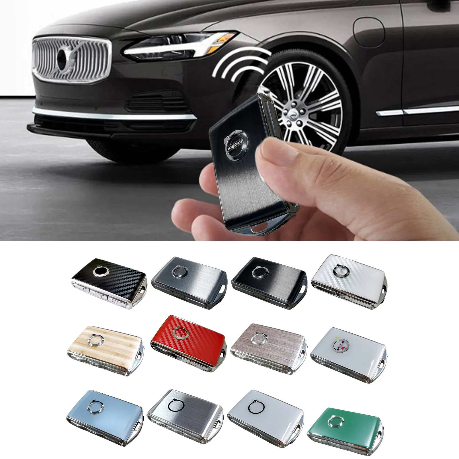 Per Volvo Car Key Modifica Shell In Lega Di Zinco Elegante Portachiavi Per Volvo S90 S60 V90 Xc60 Xc90 Portachiavi Per Auto