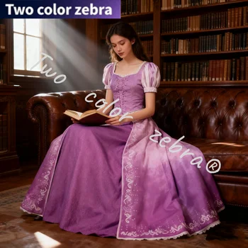 Rapunzel Costume Cosplay Donne adulte Principessa Abito viola Carnevale Abito lungo con corpetto in pizzo Abiti da festa di carnevale di Halloween