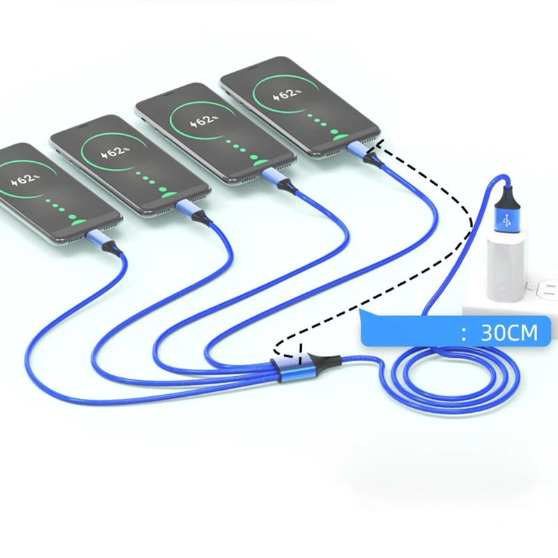 멀티 충전 케이블 USB C 분배기 케이블 3/4/5 in 1 고속 충전 코드, 3/4/5 Type-C Male 포트, 휴대폰 태블릿용