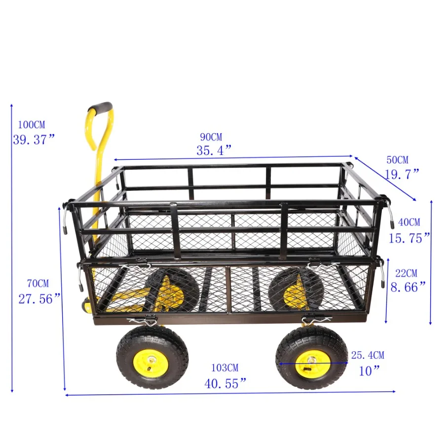 Yellow Black Garden Cart Trucks for Easy Firewood Transport