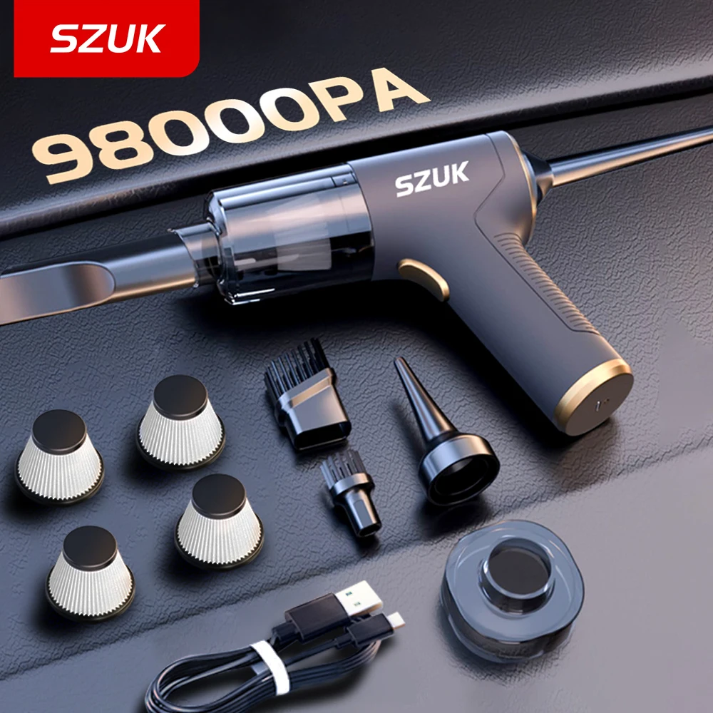 SZUK Car Vacuum Cleaner 2025, New Mini Strong Suction Wireless Portable Handheld Vacuum Cleaner for Car