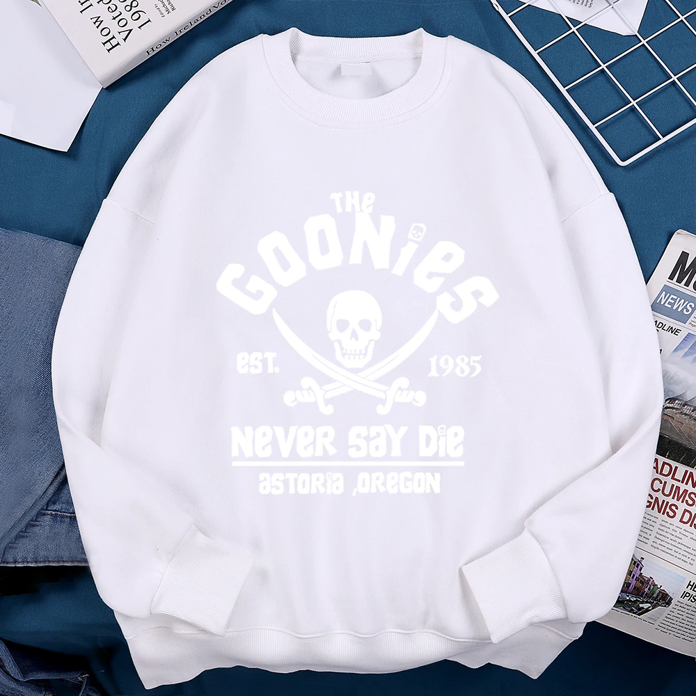 The Goonies Never Say Die Printing Hoody Man Hip Hop O-Neck Menswear Fashion Fitness Hoodie Crewneck Loose Fleece Sweatshirt