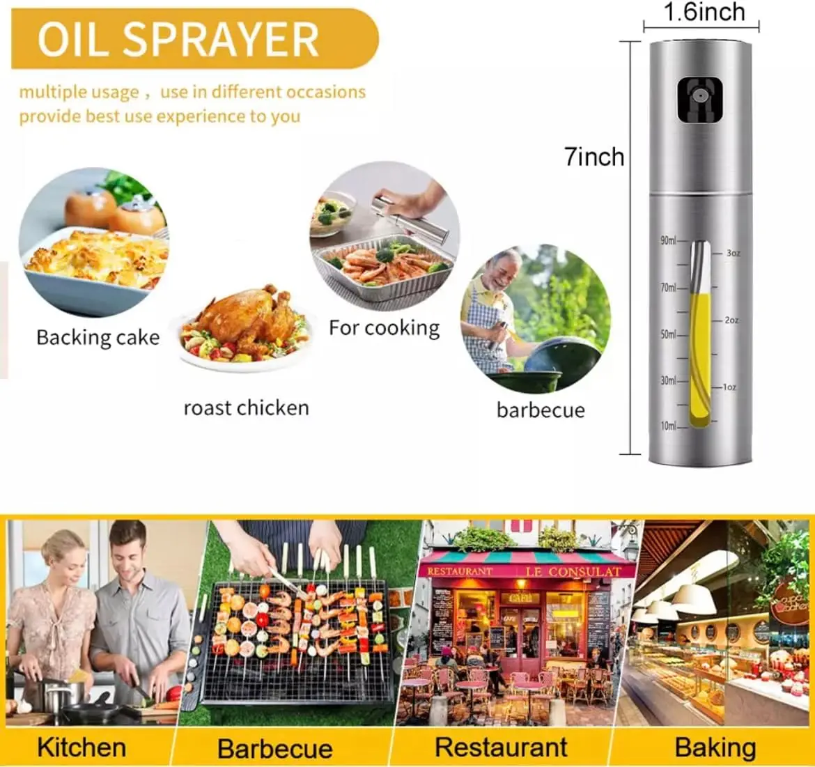 Stainless Steel Olive Oil Spraying Bottle Dispenser Sprayer Can Jar Kitchen Barbecue Tool Oil Dispenser Spraying Can