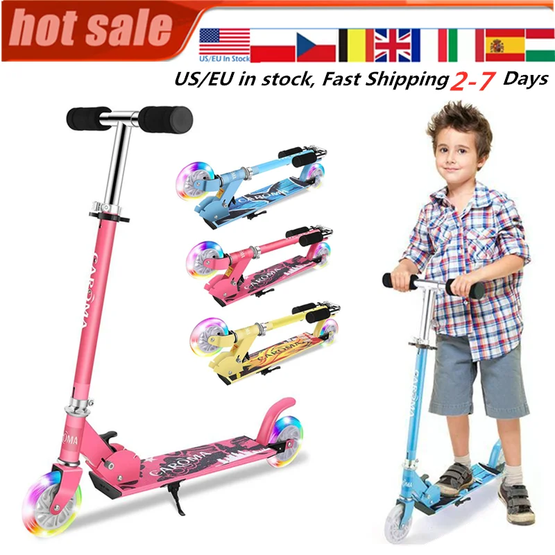 Altura ajustable y plegable de 3 ruedas deslizantes para niños, doble pedal  de rana, tijera, patinete deportivo de moda para niños o adultos (rojo)