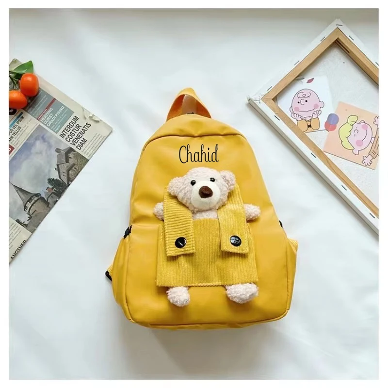 Personalized Children's Backpack Printed Backpack Customized Name, Cute Plush Bear children's portable Backpack, Boys And Girls 1