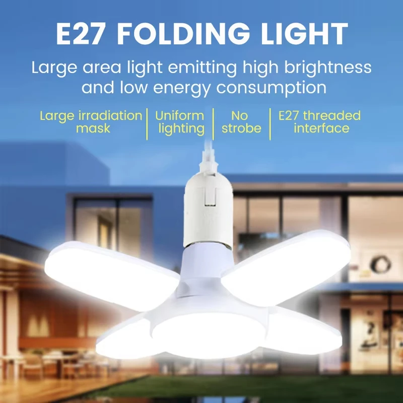 Foldable E27 Fan Shape LED Bulb - 28W Ceiling Light