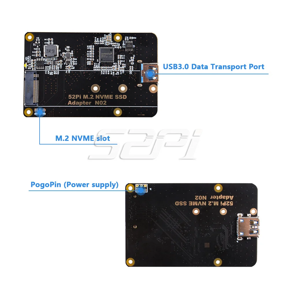 52Pi Raspberry Pi 4 Model B M.2 NVME SSD Adapter Board N02