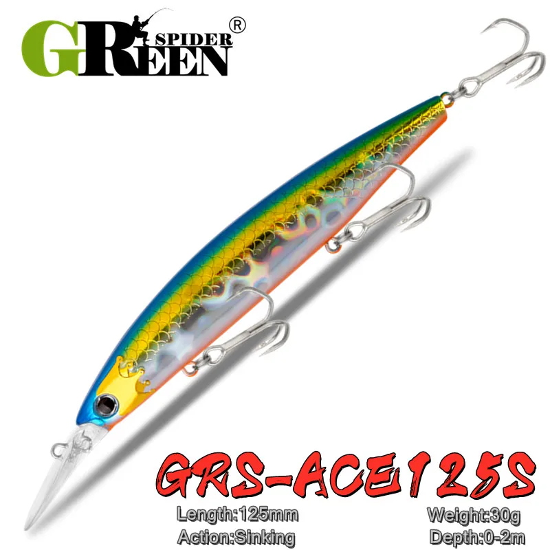 GRS ACE 125mm 30g Heavy Sinking Minnow Fishing Lures Rolling