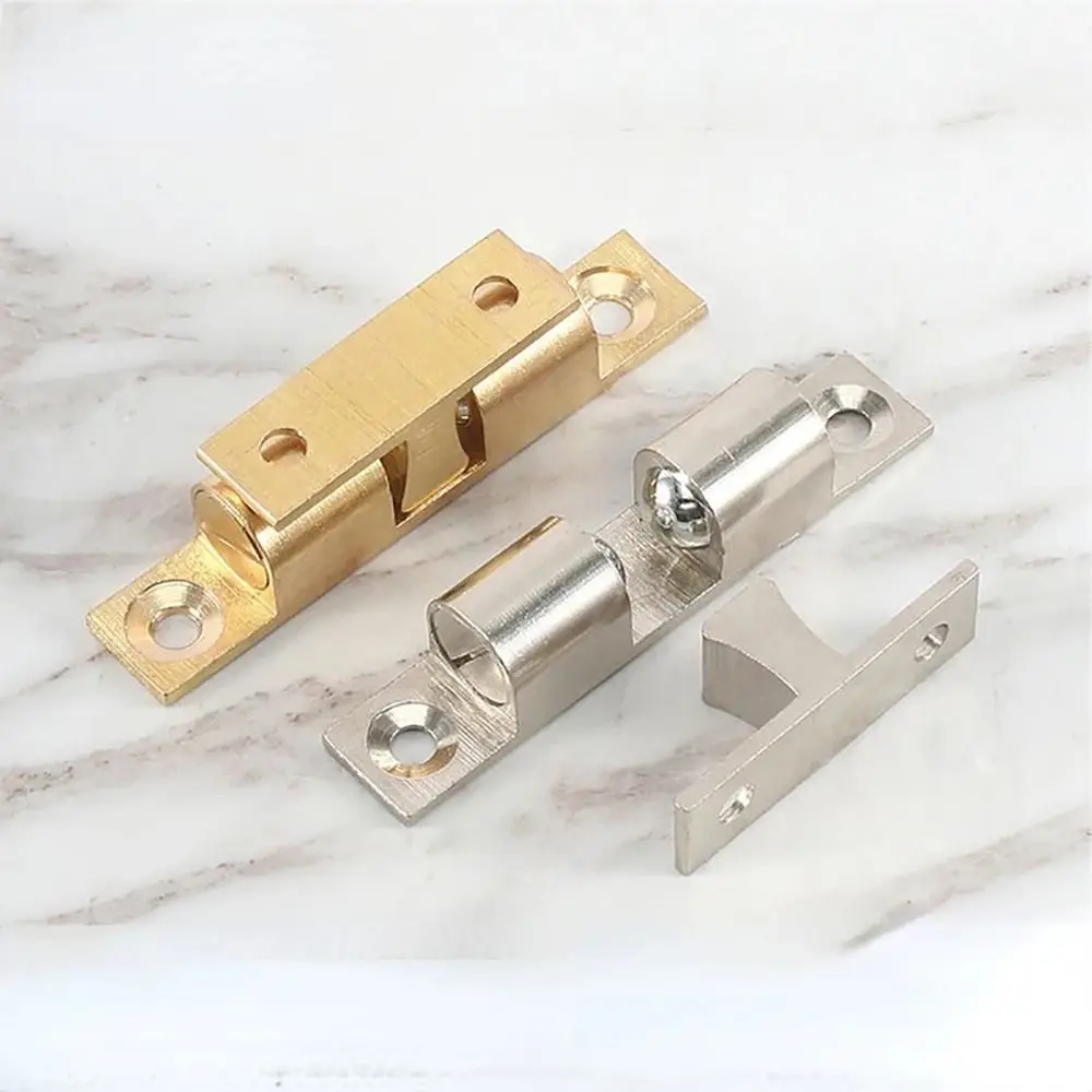 Door Latch 40/50/60/70mm Brass Copper Double Spring Steel Ball Catch Furniture Cabinet Door Damper Buffer Adjustable Tension
