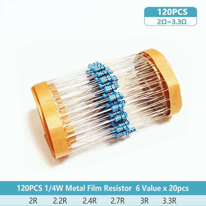 

1/4W resistor set diy electron kit,0.25W Metal film Resistors set Car Airbag repair resistor 2 ohm 2.2 ohm 2.4 ohm 2.7 ohm 3 ohm