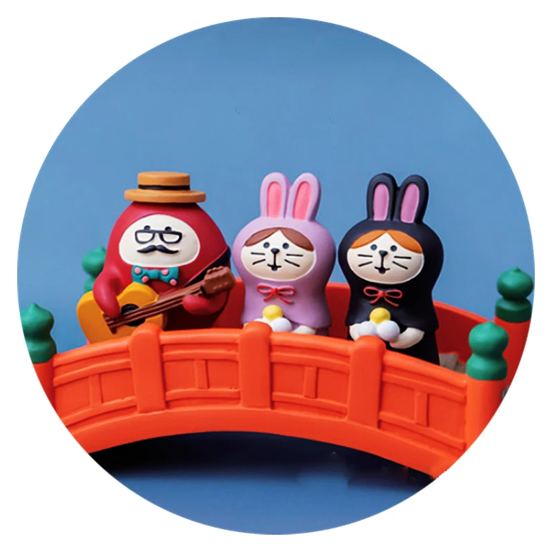 중추절 스타일 고양이 장식품 ZAKKA 문 케이크 장식 수지 데스크탑 장식품 INS 인형 공예 컬렉션