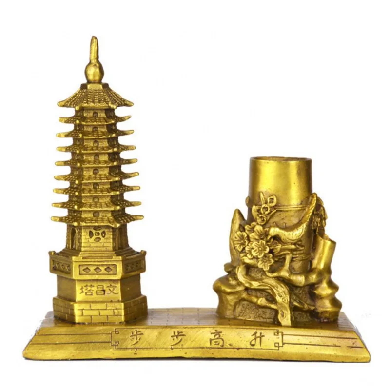 

Copper Statue Pure copper Wenchang tower penholder ornaments, high rise bamboo home