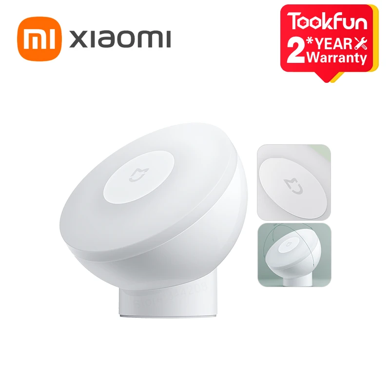 New Xiaomi Mijia Night Light 2 Magnetic 360° Rotation Two Modes Brightness 120° Range Sensing 2800k Warm Yellow Light