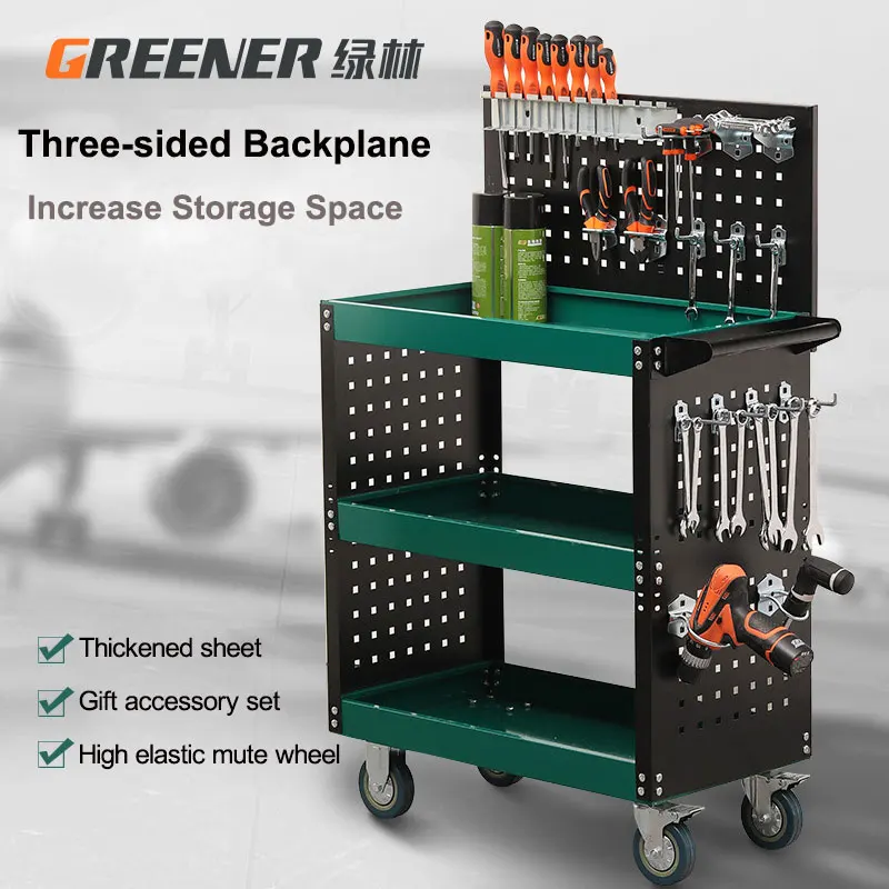 

Tool Wheels Trolley Workshop Layer Mute 3 Workbench Hooks Toolbox Cart Garage Cabinet Holder Tool Shelf Adjustable Free With