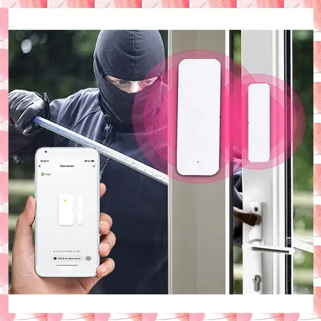 JAJA 1 Piece Tuya Wifi Door Magnetic Smart Window Sensor Door Door Detector Smart Home Alarm System White For Alexa Google Assis 4