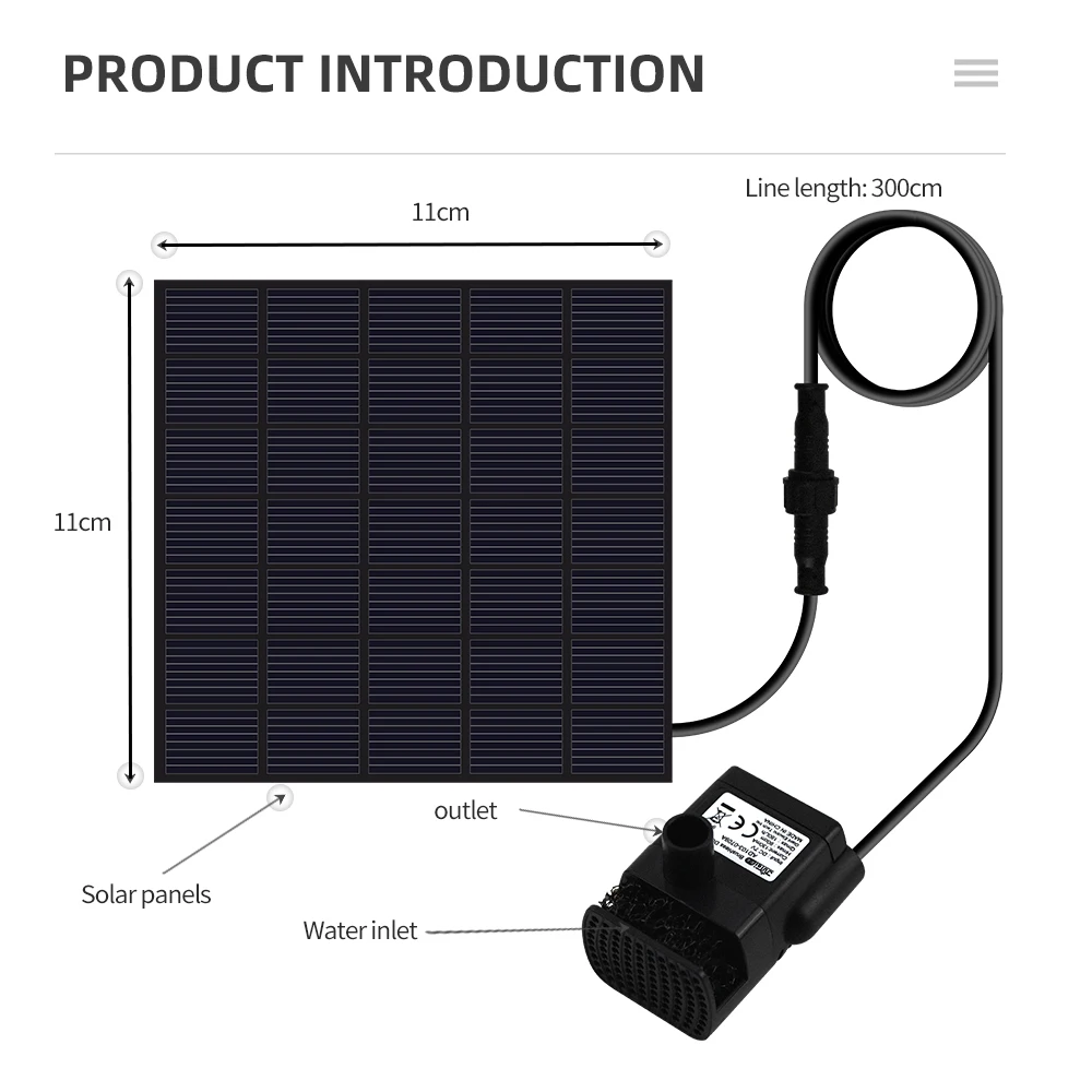 Solar Water Fountain Pump 7V Brushless Motor Solar Powered Water Pump Garden Pool Bird Bath Decoration Outdoor 40%