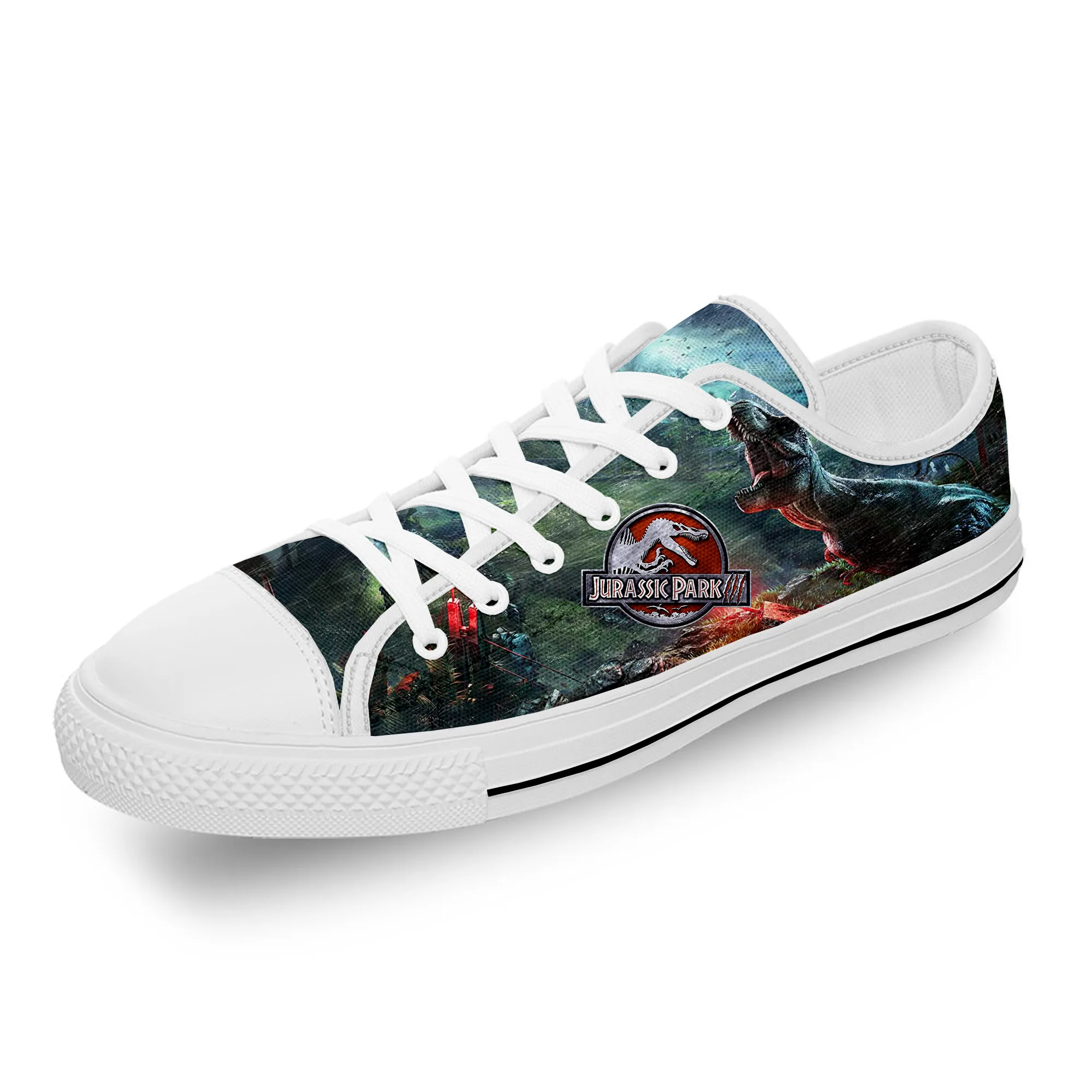 

Jurassic Park Movie Dinosaur Anime Cartoon Casual Cloth 3D Print Low Top Canvas Fashion Shoes Men Women Breathable Sneakers