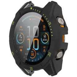 Premium Protective PC Case with Glass Screen Protector - Anti - Scratch Bumper Cover - Fenix 8 47mm (Black green)