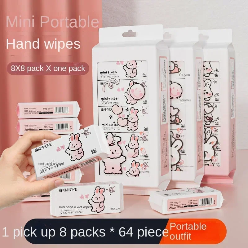 24 Packs of Baby Wipes Children's Hand and Mouth Hygiene Care Tools Student Portable Wet Wipes Mini Thickened Cleaning Wipes