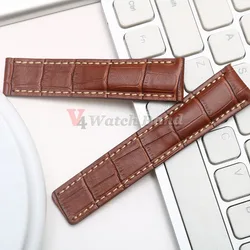 Premium Genuine Leather Waterproof Watch Strap - Cowhide, 22mm/24mm, Unisex Bracelet - 22mm (Brown strap)