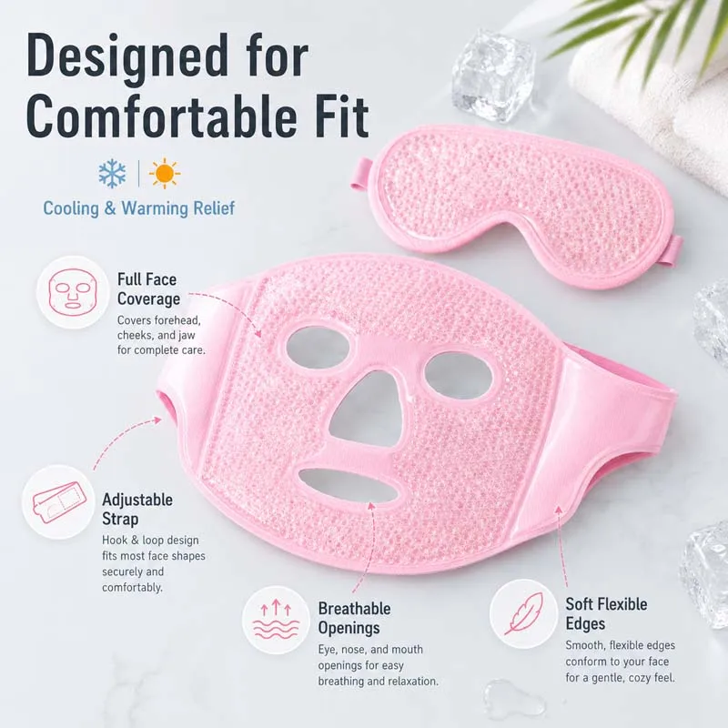 Gel Bead Reusable Cooling Face & Eye Mask Set