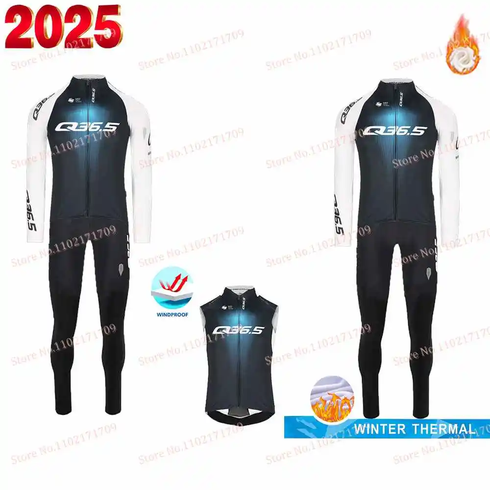 Winter Fleece Q36.5 Pro Team Cycling Jersey Set Long Sleeve Cycling Clothing Thermal Bike Jacket Suit Bicycle Bib Tights