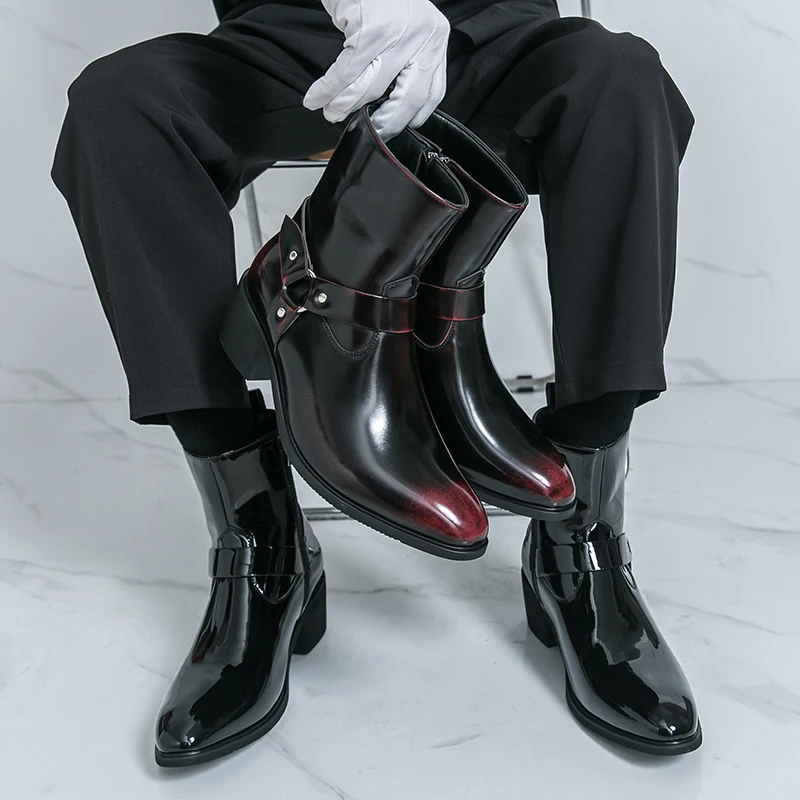 Herren-High-Top-Stiefel, PU, spitz, modisch, bequem, einfach, klassisch, vielseitig – Detail 19