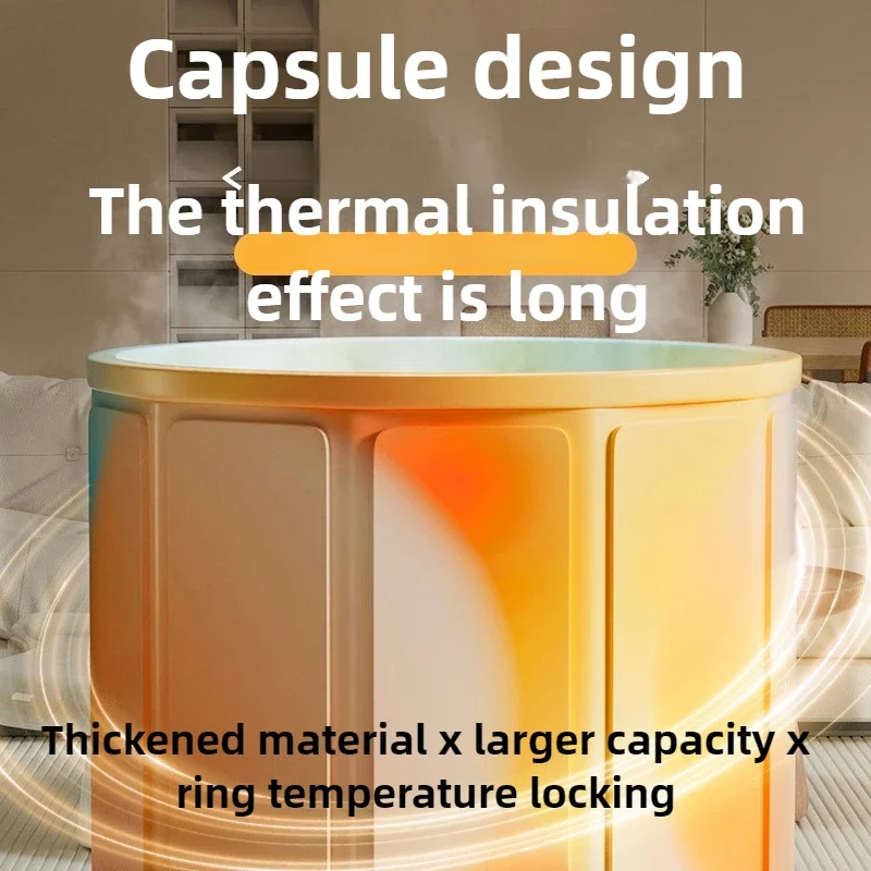 Adult Large Folding Bucket Portable Thermal Insulation Bathtub Adult Child Bath Bath PVC Material Free Installation 70 * 65CM 3